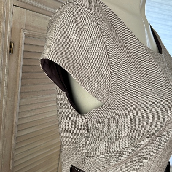 Studio I Women’s Career Beige Short-Sleeve Knee Length Belted Dress Size 10 - Picture 4 of 12